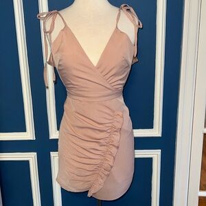 Runaway the Label Blush Pink Shoulder Tie Mini Dress - Size XS